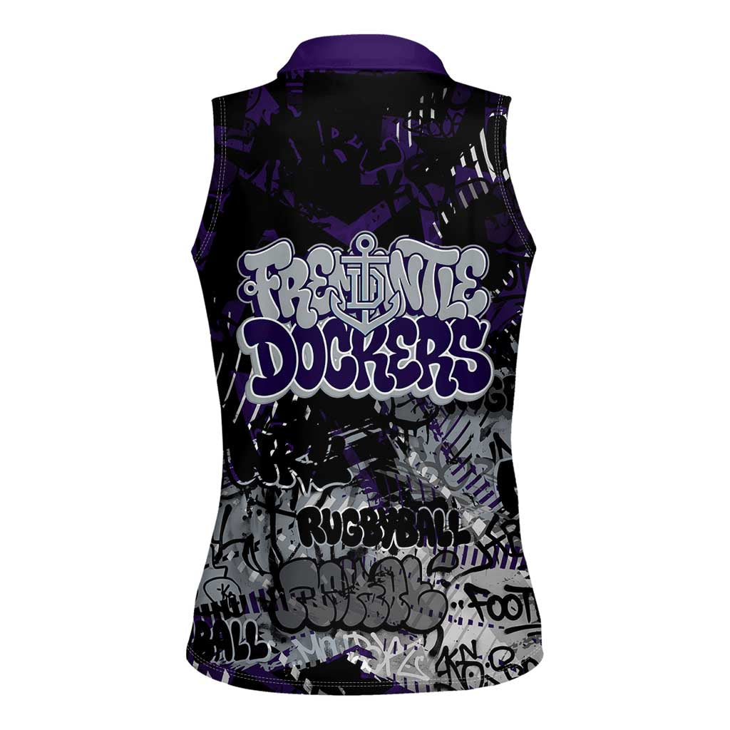Fremantle Dockers Women Sleeveless Polo Shirt Urban Graffiti Street Art - Bold Abstract Spray Paint