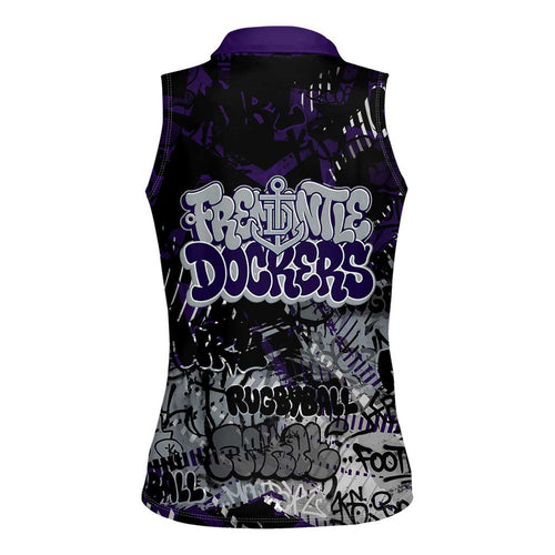 Fremantle Dockers Women Sleeveless Polo Shirt Urban Graffiti Street Art - Bold Abstract Spray Paint