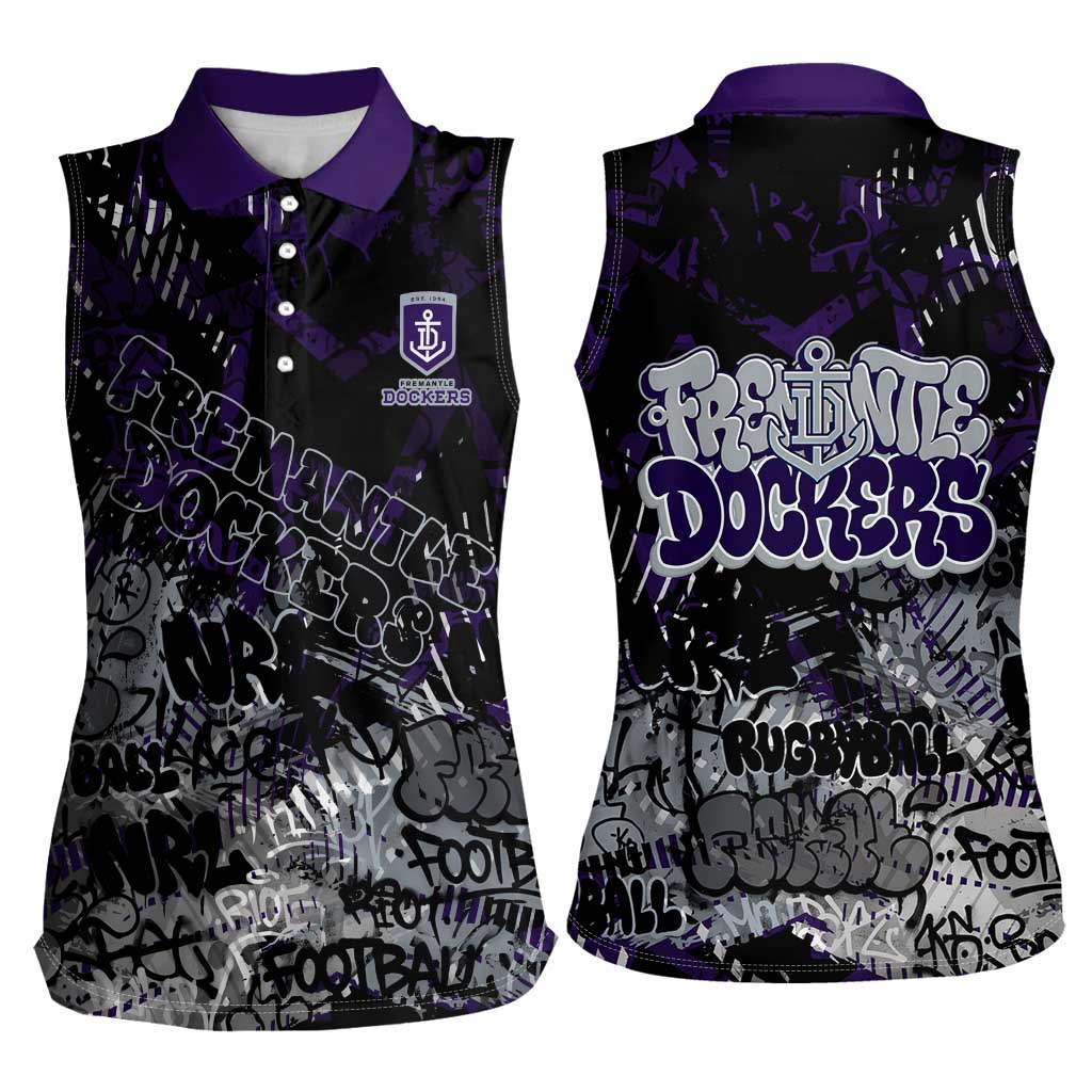 Fremantle Dockers Women Sleeveless Polo Shirt Urban Graffiti Street Art - Bold Abstract Spray Paint