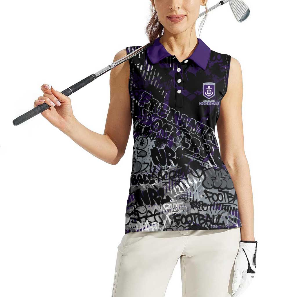 Fremantle Dockers Women Sleeveless Polo Shirt Urban Graffiti Street Art - Bold Abstract Spray Paint