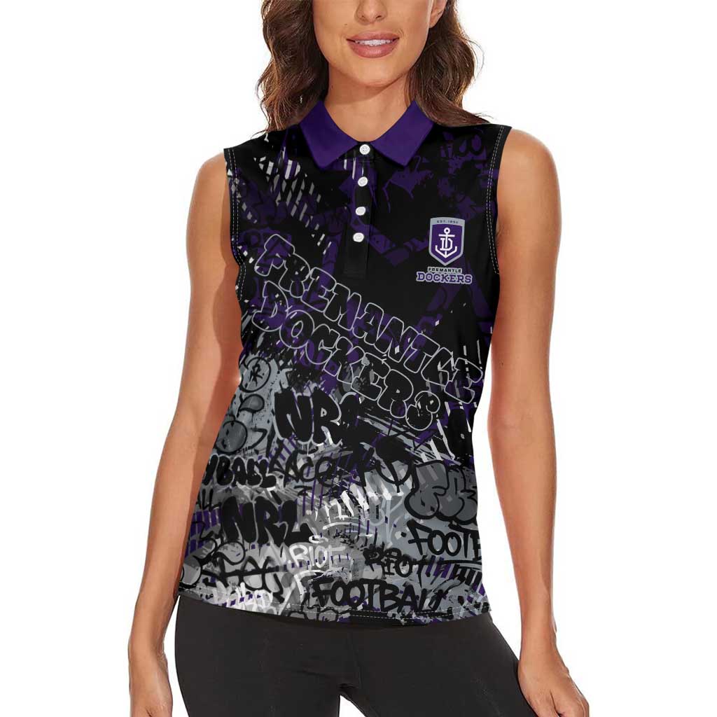 Fremantle Dockers Women Sleeveless Polo Shirt Urban Graffiti Street Art - Bold Abstract Spray Paint