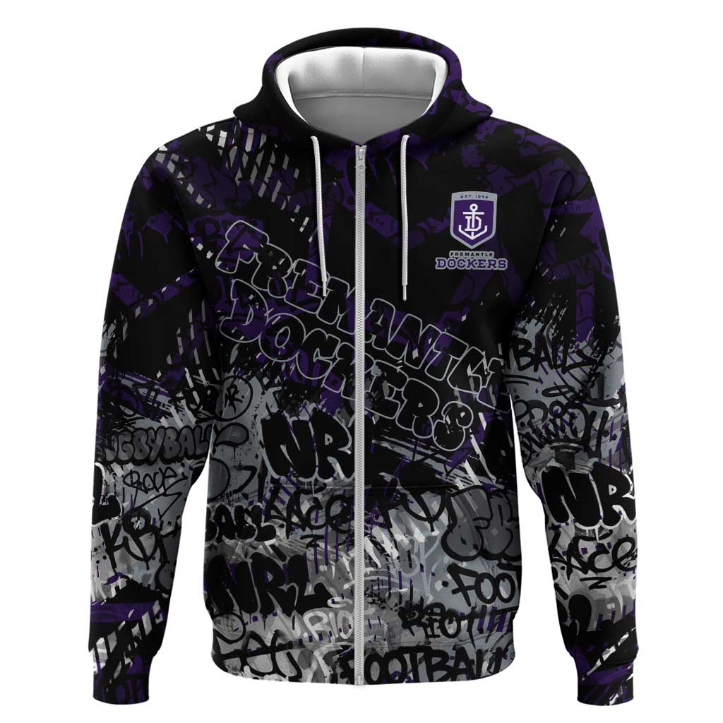Fremantle Dockers Zip Hoodie Urban Graffiti Street Art - Bold Abstract Spray Paint
