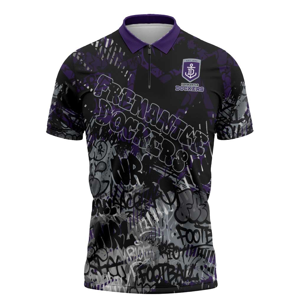 Fremantle Dockers Zipper Polo Shirt Urban Graffiti Street Art - Bold Abstract Spray Paint