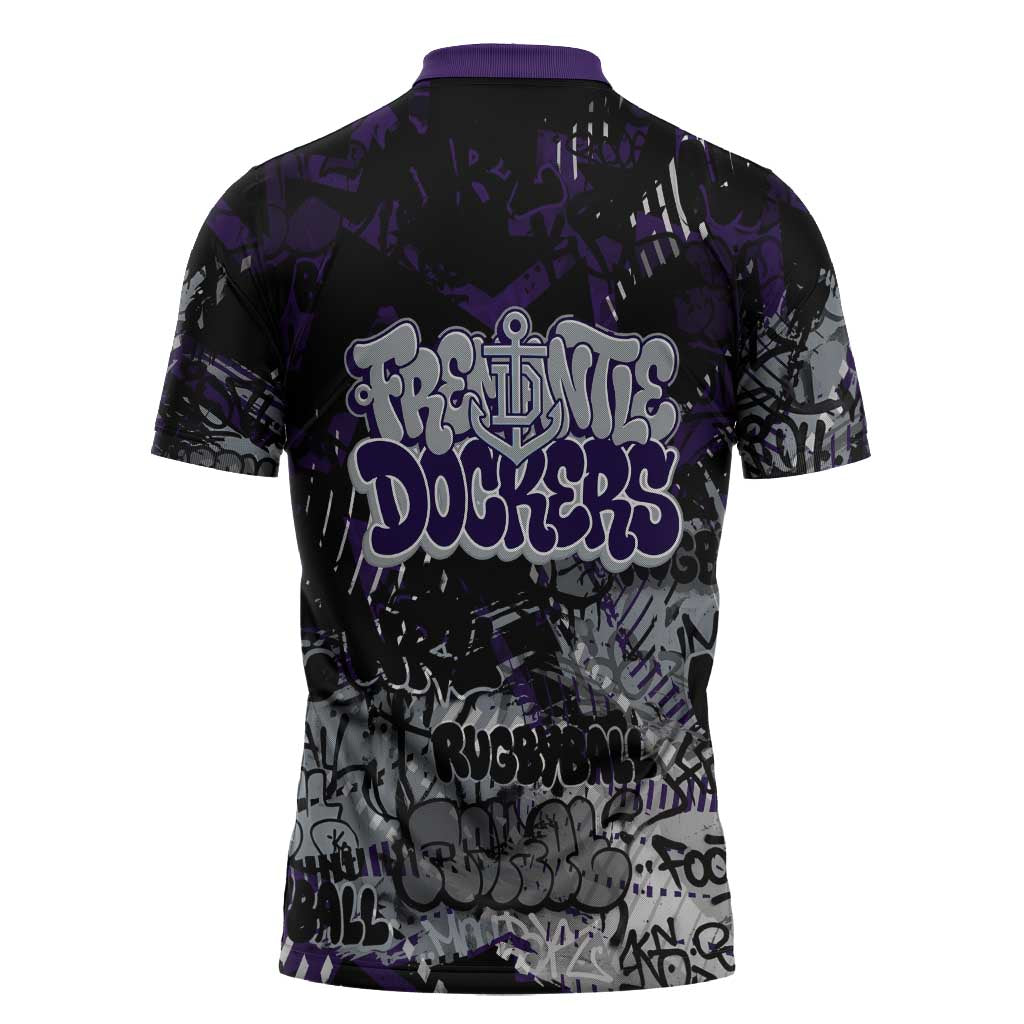Fremantle Dockers Zipper Polo Shirt Urban Graffiti Street Art - Bold Abstract Spray Paint