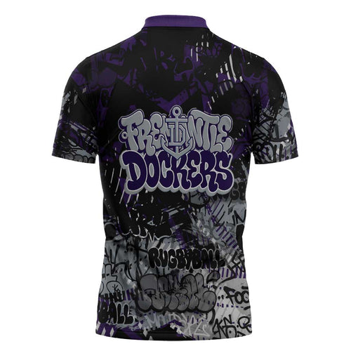 Fremantle Dockers Zipper Polo Shirt Urban Graffiti Street Art - Bold Abstract Spray Paint
