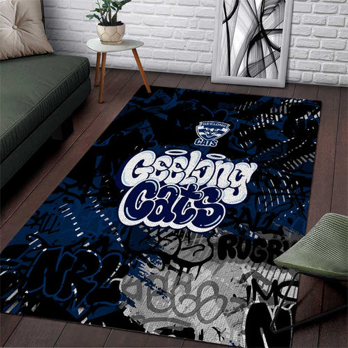 Geelong Cats Area Rug Urban Graffiti Street Art - Bold Abstract Spray Paint