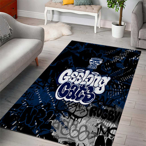 Geelong Cats Area Rug Urban Graffiti Street Art - Bold Abstract Spray Paint