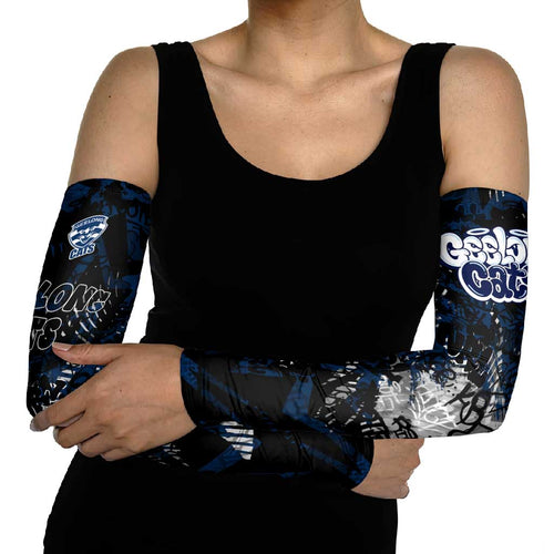 Geelong Cats Arm Sleeves Urban Graffiti Street Art - Bold Abstract Spray Paint