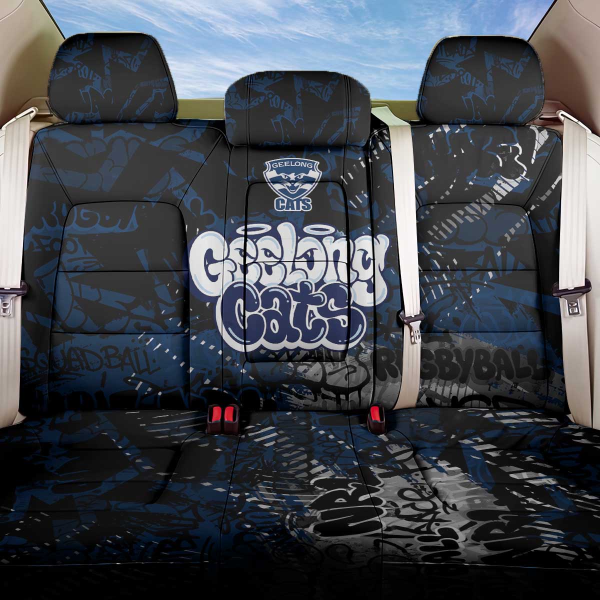 Geelong Cats Back Car Seat Cover Urban Graffiti Street Art - Bold Abstract Spray Paint