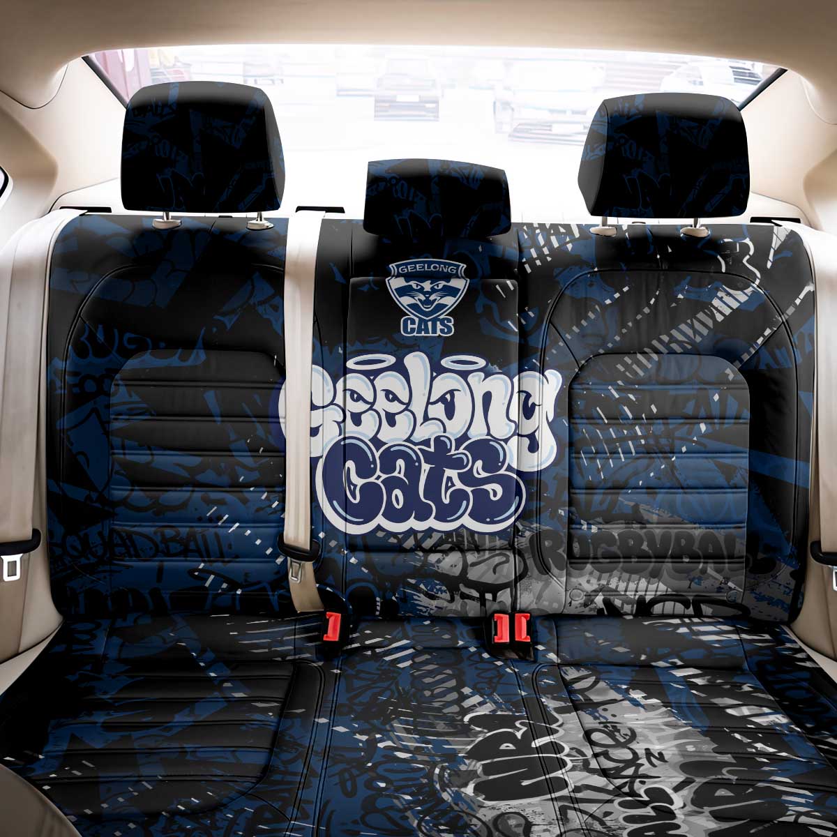 Geelong Cats Back Car Seat Cover Urban Graffiti Street Art - Bold Abstract Spray Paint