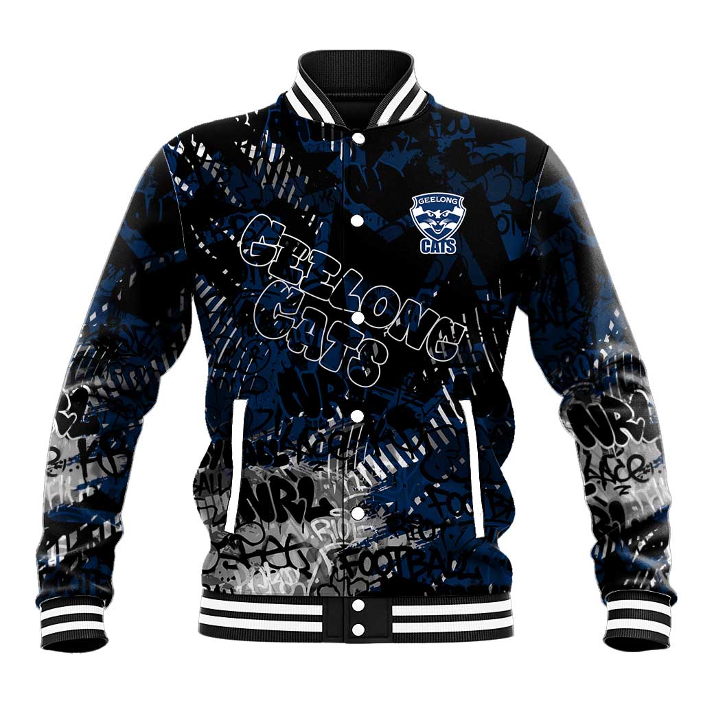 Geelong Cats Baseball Jacket Urban Graffiti Street Art - Bold Abstract Spray Paint