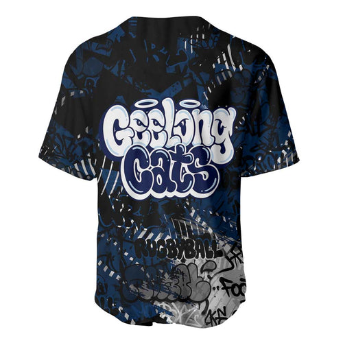 Geelong Cats Baseball Jersey Urban Graffiti Street Art - Bold Abstract Spray Paint