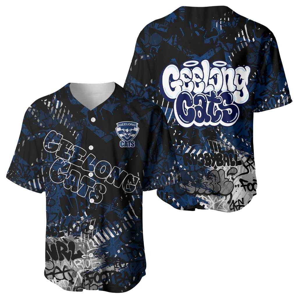 Geelong Cats Baseball Jersey Urban Graffiti Street Art - Bold Abstract Spray Paint
