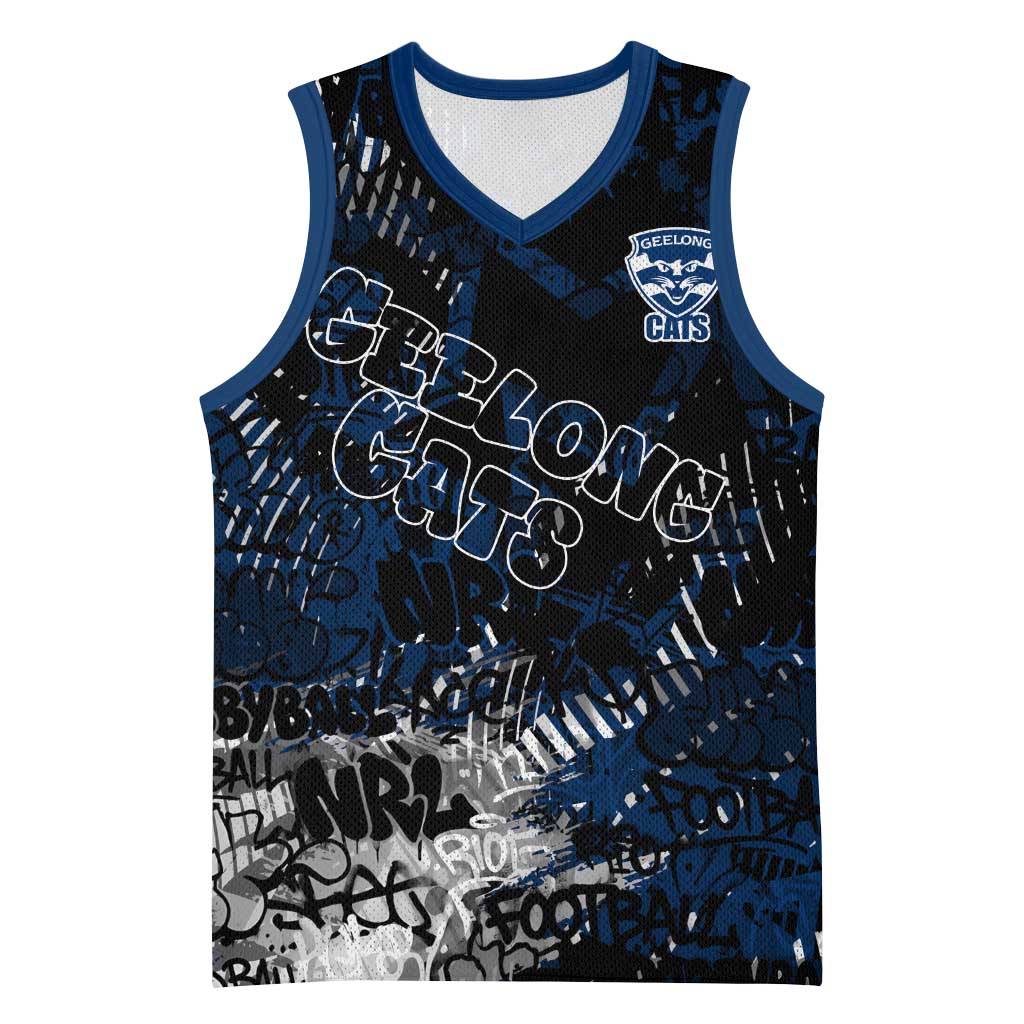 Geelong Cats Basketball Jersey Urban Graffiti Street Art - Bold Abstract Spray Paint