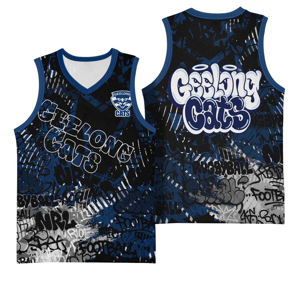 Geelong Cats Basketball Jersey Urban Graffiti Street Art - Bold Abstract Spray Paint