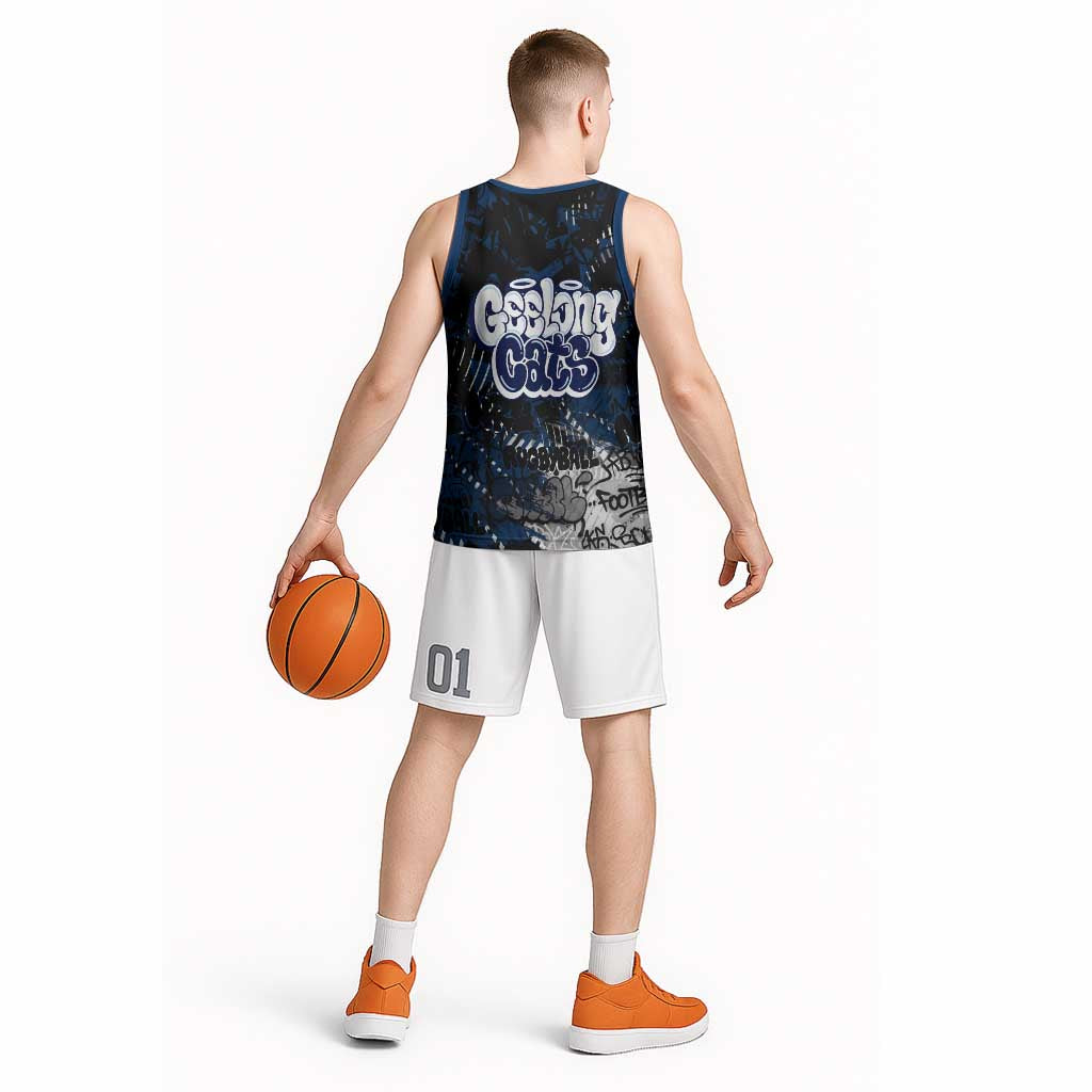 Geelong Cats Basketball Jersey Urban Graffiti Street Art - Bold Abstract Spray Paint
