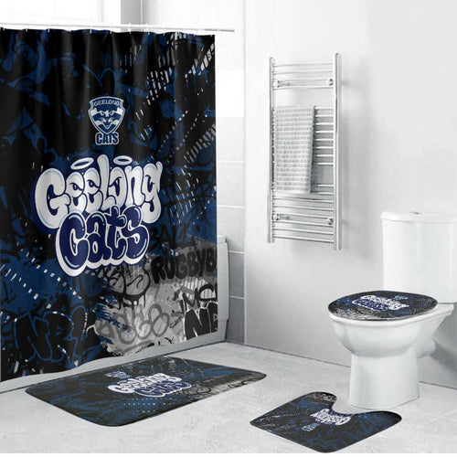 Geelong Cats Bathroom Set Urban Graffiti Street Art - Bold Abstract Spray Paint