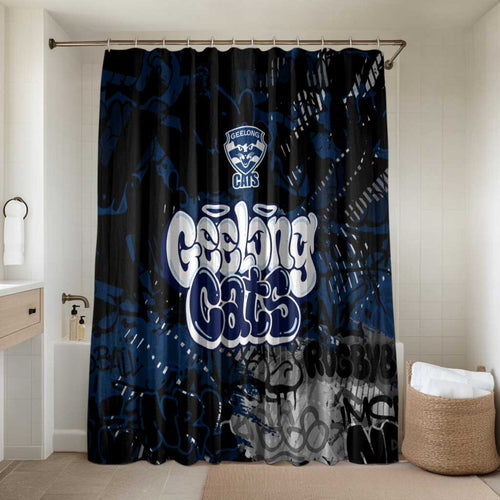 Geelong Cats Bathroom Set Urban Graffiti Street Art - Bold Abstract Spray Paint