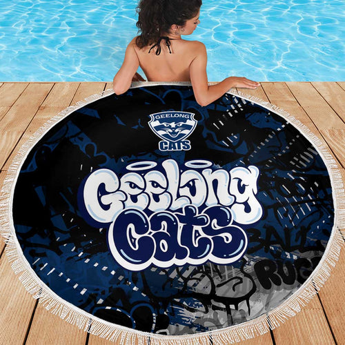 Geelong Cats Beach Blanket Urban Graffiti Street Art - Bold Abstract Spray Paint