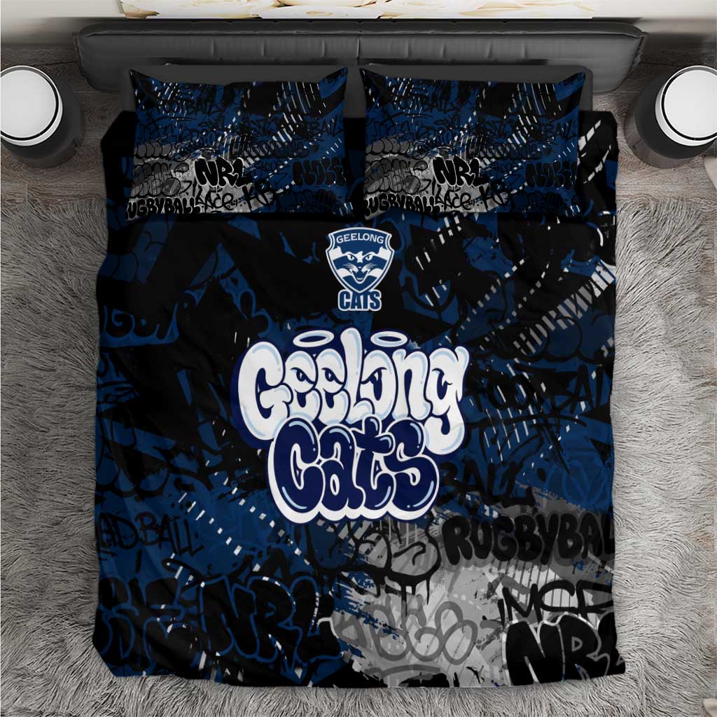 Geelong Cats Bedding Set Urban Graffiti Street Art - Bold Abstract Spray Paint