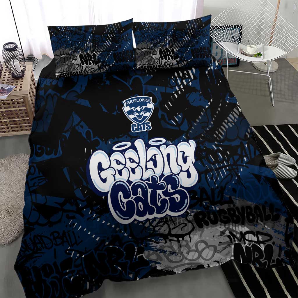 Geelong Cats Bedding Set Urban Graffiti Street Art - Bold Abstract Spray Paint
