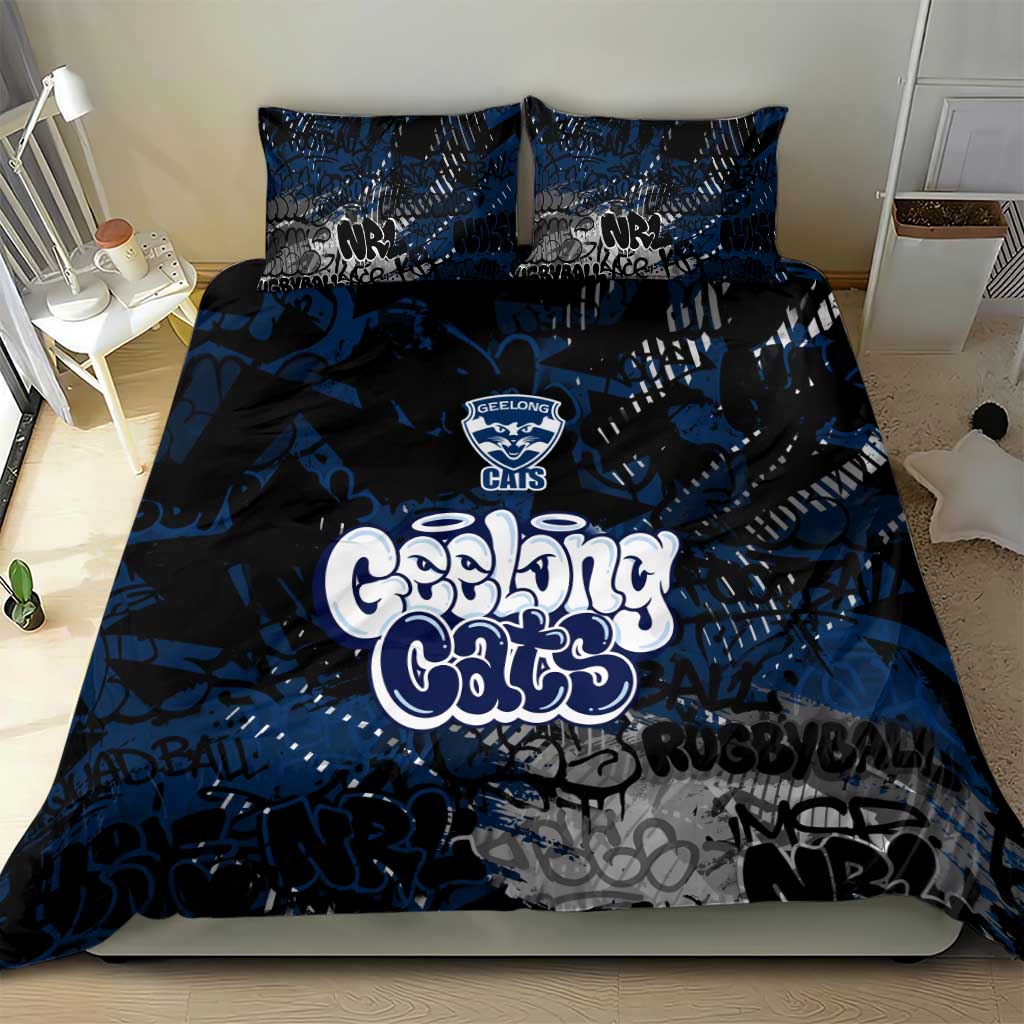 Geelong Cats Bedding Set Urban Graffiti Street Art - Bold Abstract Spray Paint