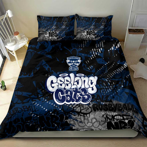 Geelong Cats Bedding Set Urban Graffiti Street Art - Bold Abstract Spray Paint