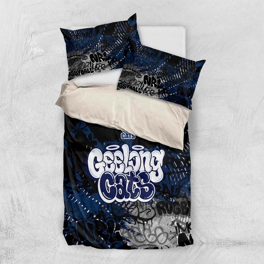 Geelong Cats Bedding Set Urban Graffiti Street Art - Bold Abstract Spray Paint