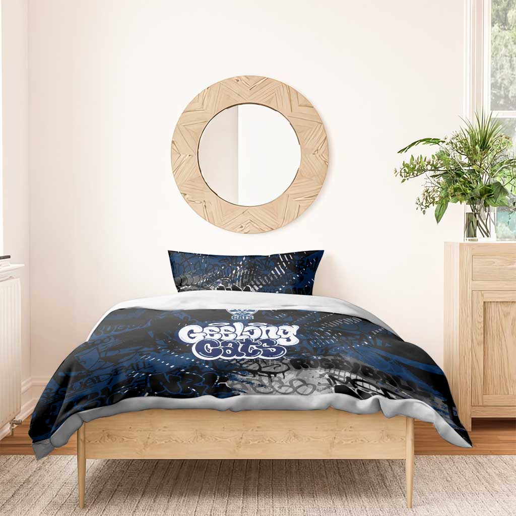 Geelong Cats Bedding Set Urban Graffiti Street Art - Bold Abstract Spray Paint