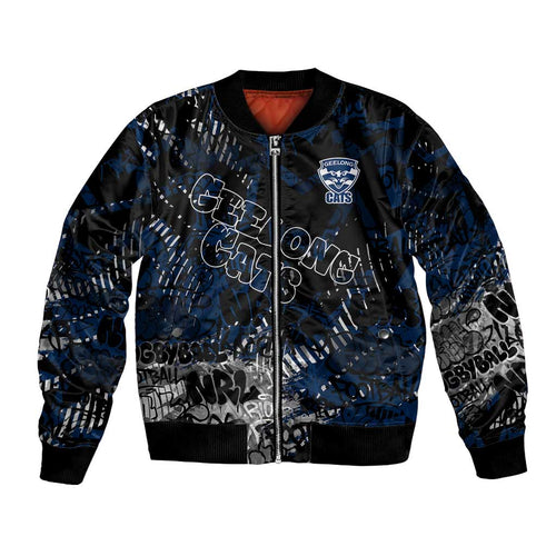 Geelong Cats Bomber Jacket Urban Graffiti Street Art - Bold Abstract Spray Paint