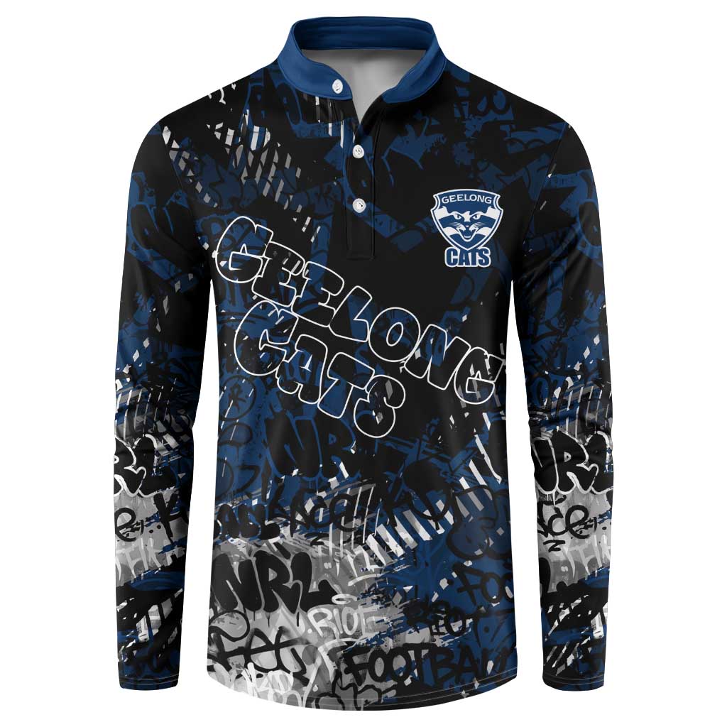 Geelong Cats Button Sweatshirt Urban Graffiti Street Art - Bold Abstract Spray Paint