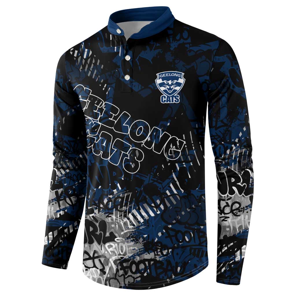 Geelong Cats Button Sweatshirt Urban Graffiti Street Art - Bold Abstract Spray Paint