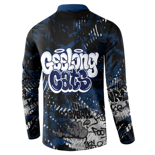 Geelong Cats Button Sweatshirt Urban Graffiti Street Art - Bold Abstract Spray Paint