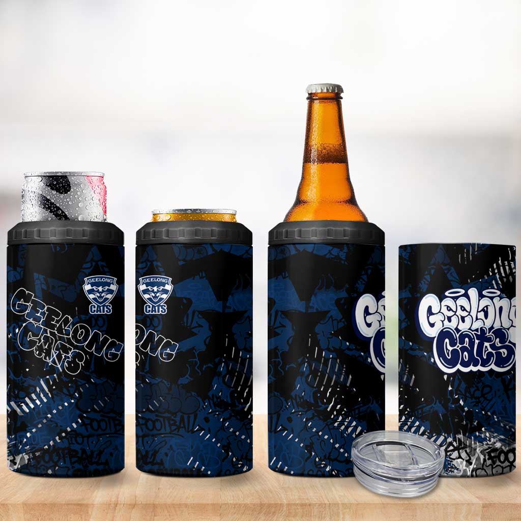 Geelong Cats 4 in 1 Can Cooler Tumbler Urban Graffiti Street Art - Bold Abstract Spray Paint