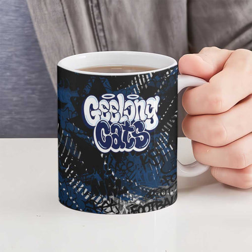 Geelong Cats Ceramic Mug Urban Graffiti Street Art - Bold Abstract Spray Paint