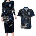 Geelong Cats Couples Matching Long Sleeve Bodycon Dress and Hawaiian Shirt Urban Graffiti Street Art - Bold Abstract Spray Paint