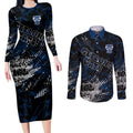 Geelong Cats Couples Matching Long Sleeve Bodycon Dress and Long Sleeve Button Shirt Urban Graffiti Street Art - Bold Abstract Spray Paint