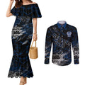 Geelong Cats Couples Matching Mermaid Dress and Long Sleeve Button Shirt Urban Graffiti Street Art - Bold Abstract Spray Paint