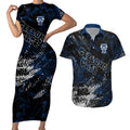 Geelong Cats Couples Matching Short Sleeve Bodycon Dress and Hawaiian Shirt Urban Graffiti Street Art - Bold Abstract Spray Paint