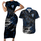 Geelong Cats Couples Matching Short Sleeve Bodycon Dress and Hawaiian Shirt Urban Graffiti Street Art - Bold Abstract Spray Paint
