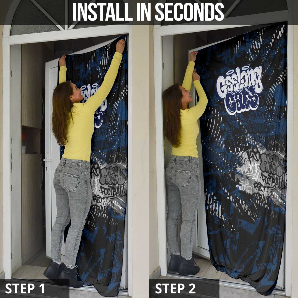 Geelong Cats Door Cover Urban Graffiti Street Art - Bold Abstract Spray Paint