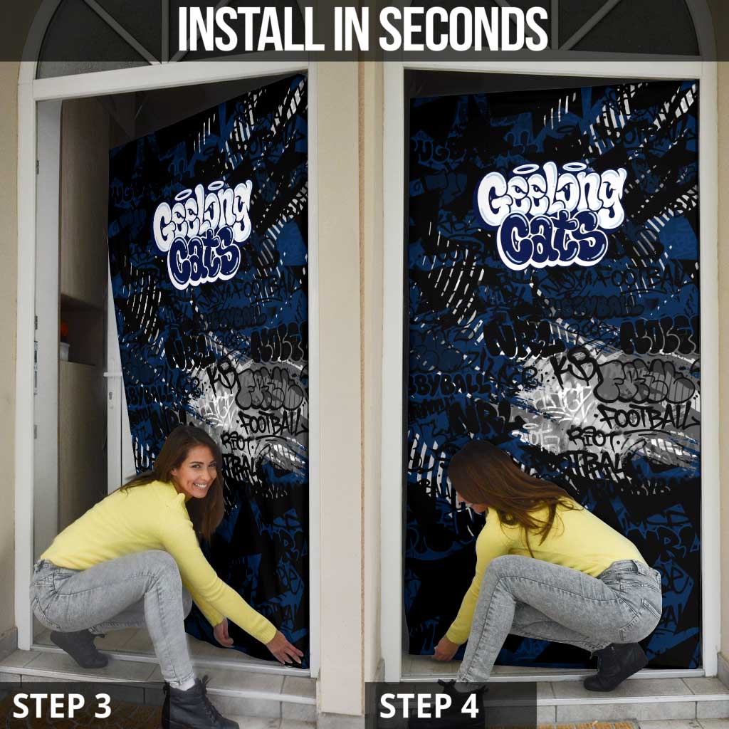 Geelong Cats Door Cover Urban Graffiti Street Art - Bold Abstract Spray Paint