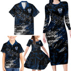 Geelong Cats Family Matching Long Sleeve Bodycon Dress and Hawaiian Shirt Urban Graffiti Street Art - Bold Abstract Spray Paint