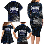 Geelong Cats Family Matching Long Sleeve Bodycon Dress and Hawaiian Shirt Urban Graffiti Street Art - Bold Abstract Spray Paint