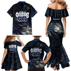 Geelong Cats Family Matching Mermaid Dress and Hawaiian Shirt Urban Graffiti Street Art - Bold Abstract Spray Paint