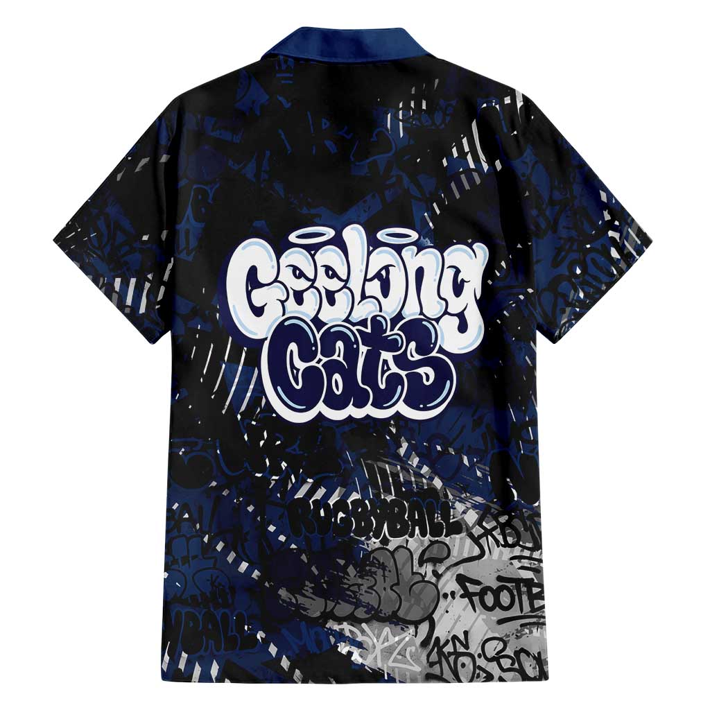 Geelong Cats Family Matching Mermaid Dress and Hawaiian Shirt Urban Graffiti Street Art - Bold Abstract Spray Paint