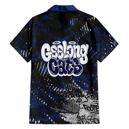 Geelong Cats Family Matching Mermaid Dress and Hawaiian Shirt Urban Graffiti Street Art - Bold Abstract Spray Paint