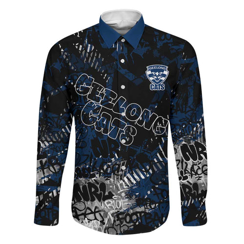 Geelong Cats Family Matching Mermaid Dress and Hawaiian Shirt Urban Graffiti Street Art - Bold Abstract Spray Paint