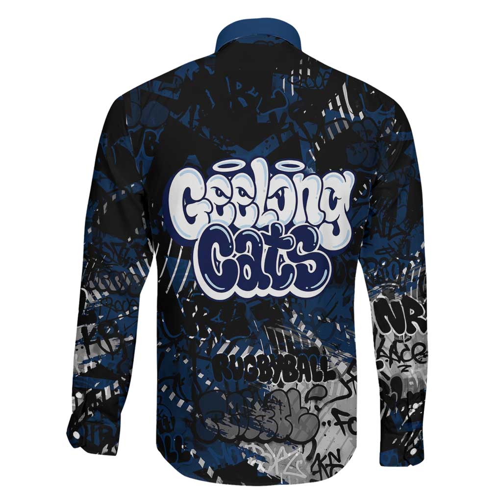 Geelong Cats Family Matching Mermaid Dress and Hawaiian Shirt Urban Graffiti Street Art - Bold Abstract Spray Paint