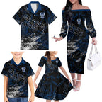 Geelong Cats Family Matching Off The Shoulder Long Sleeve Dress and Hawaiian Shirt Urban Graffiti Street Art - Bold Abstract Spray Paint